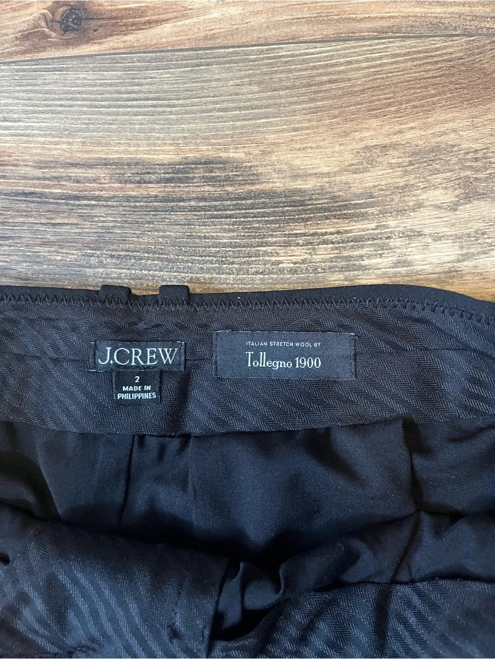 J.Crew Italian Stretch Wool Tollegno 1900 Black Dress Pants Women 2 Office